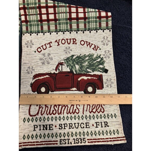 Mainstream International Table Runner Cut Your Own Christmas Trees Red Truck 72" - Picture 7 of 7